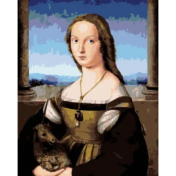 Diamondi Diamantové malování - DÁMA S JEDNOROŽCEM (RAFFAELLO SANTI) Rozměr: 40x50 cm, Rámování: bez rámu a bez vypnutí plátna