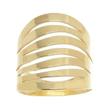 Prsten Dámský široký zlacený stříbrný prsten STRP0507F