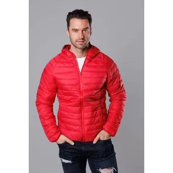Prošívaná bunda pro muže s kapucí J.STYLE, odstíny červené XL i392_21921-44