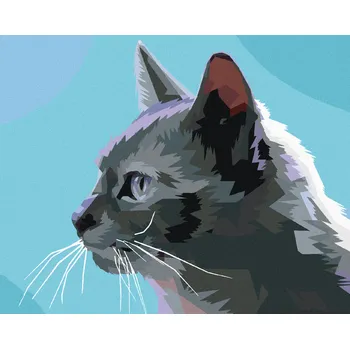 Diamondi Diamantové malování - ŠEDÁ KOČKA Z BOKU Rozměr: 40x50 cm, Rámování: bez rámu a bez vypnutí plátna