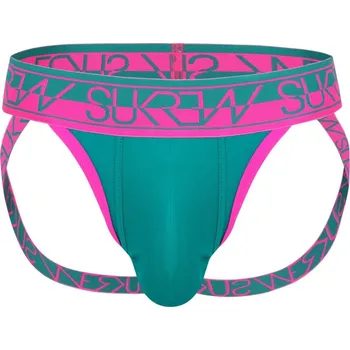Pánské erotické prádlo Jocksy Sukrew Green-Pink Jockstrap M, pánské zeleno-růžové jocksy