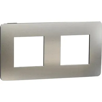 Elektrická zásuvka Dvojrámeček Schneider Electric Nová Unica Metal NU280456M bílý hliník/černý