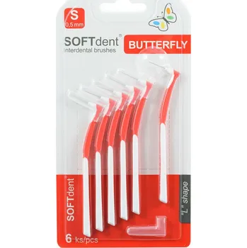 Mezizubní kartáček SOFTdent Butterfly 0,5 mm 6 ks oranžový/bílý
