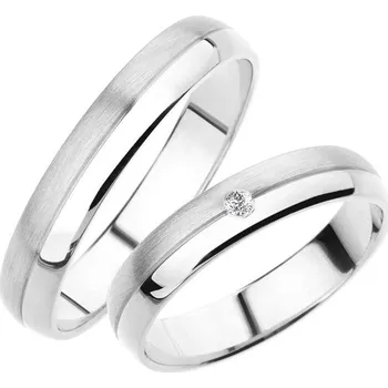 Prsten Snubní prsteny bílé zlato 585 zirkon 0.025 ct SP-245B