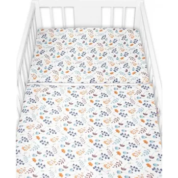 Povlečení Povlečení do postýlky, 2D sada flanel - Louka, Baby Nellys, modrá/bílá, Velikost povlečení 135x100