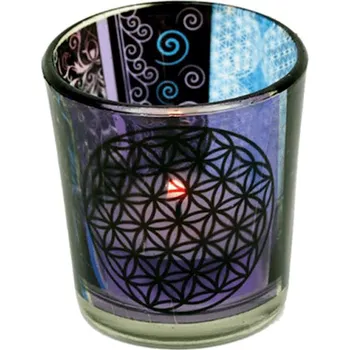 Svícen Milujeme Kameny Svícen květ života - skleněný 1067