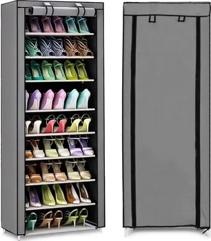 Šatní skříň Modern Home Textilní skříň s policemi na oblečení a obuv 58 x 28 x 161 cm šedá