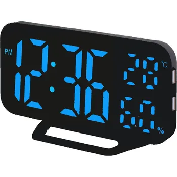 Budík JVD Digitální budík do sítě s modrými LED svítícími čísly JVD SB3725.2 (SENZOR STMÍVÁNÍ)