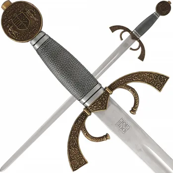 Replika zbraně Marto Krátký meč Velký Kapitán, záštita a hlavice s mosazným povrchem
