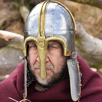 Karnevalový kostým Deepeka Přilba Coppergate, s nenýtovaným kroužkovým závěsem 1,6mm železný plech