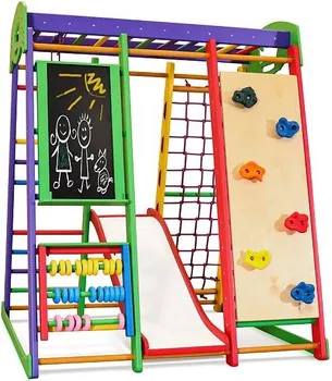 Dětské hřiště KinderSport EcoPlus1 Wave hrací sestava s ribstole, skluzavkou a lezeckou stěnou 132 х 124 x 150 cm