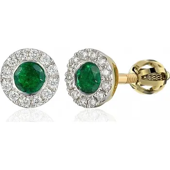 Náušnice Decentní zlaté náušnice Lien s brilianty Materiál: Kombinované zlato, Druh kamene: Smaragd