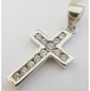 Přívěsek Klenoty Budín Zlatý přívěsek - zlatý křížek posetý zirkony z bílého zlata 585/1,15gr 1470608 (Klenoty Budín Zlatý přívěsek - zlatý křížek posetý zirkony z bílého zlata 585/1,15gr 1470608)