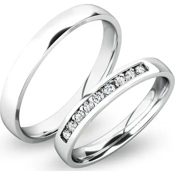 Prsten Snubní prsteny bílé zlato 585 zirkon 0.135 ct G/SI SP-61047