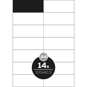 Speciální papír Etikety Top Stick A4/100 ks, 105x42,3 mm - 14 etiket, bílé
