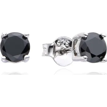 Náušnice Stříbrné náušnice s černými zirkony 5mm