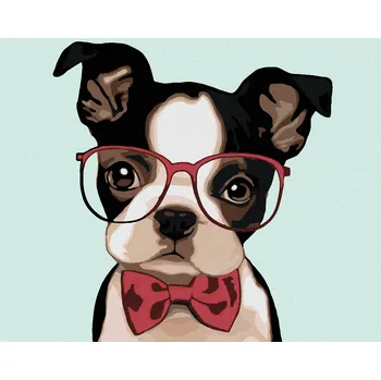 Hračka Diamondi Diamantové malování - BULDOČEK S BRÝLEMI Rozměr: 40x50 cm, Rámování: bez rámu a bez vypnutí plátna