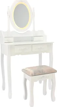 Toaletní stolek Emilie LED kosmetický stolek 74 x 40 x 143 cm s taburetem bílý