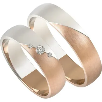 Prsten Snubní prsteny zlato mix 585 zirkon 0.061 ct SP-209