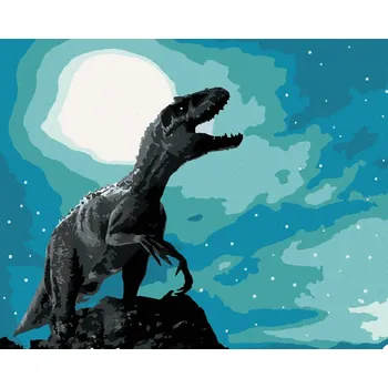 Hračka Diamondi Diamantové malování - TYRANNOSAURUS REX V NOCI Rozměr: 40x50 cm, Rámování: bez rámu a bez vypnutí plátna