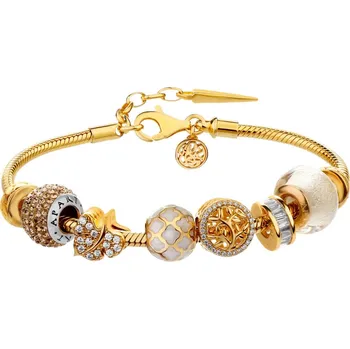 Náramek Pozlacený stříbrný náramek beads - sada - list, strom života - AP93-0325