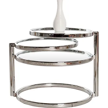 Konferenční stolek Odkládací stolek Art Deco 55/155 x 43 x 50 cm kov/sklo stříbrný