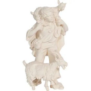 Vánoční dekorace Ornatis Pastýř s kozami Provedení: Přírodní bez malování, Velikost stojících figur dospělých postav: 20 cm Dřevěná vyřezávaná soška pastýře s kozami