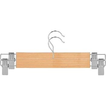 Ramínko Springos Dřevěná ramínka s klipy na kalhoty 32,5 cm 2 ks