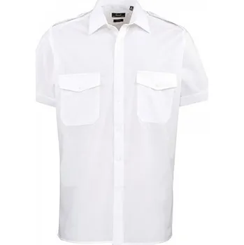 Pánská košile Premier Workwear Pánská košile Pilot s krátkým rukávem a dvěma náprsními kapsami Barva: Bílá, Velikost: M PW212