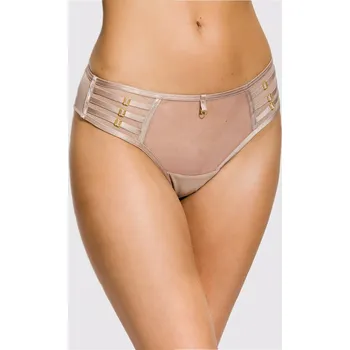 Kalhotky Zlaté béžové brazilky s kosticemi a vysokým střihem od MEDIOLANO, Béžová 3xl i170_ME-19064-1-BEZ-3XL