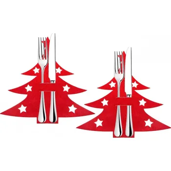 Vánoční dekorace Springos CA0600 vánoční prostírání na příbory červený stromek 2x 18 x 20 cm