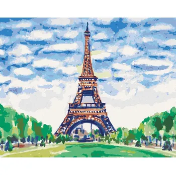 Diamondi Diamantové malování - EIFFELOVA VĚŽ A MODRÉ NEBE Rozměr: 40x50 cm, Rámování: bez rámu a bez vypnutí plátna