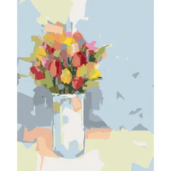 Diamondi Diamantové malování - TULIPÁNY V BÍLÉ VÁZE Rozměr: 40x50 cm, Rámování: vypnuté plátno na rám