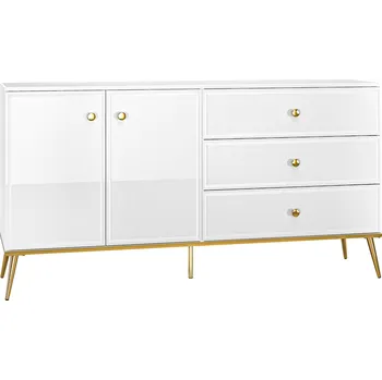 Ložnicová sestava Komoda GOLDIN 04, Alpská bílá/Bílý Lesk