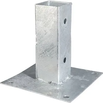 Příslušenství pro plot Kotvicí patka sloupků pro upevnění šrouby Kaiserthal 71x71x150 mm, žárově zinkováno, 1 kus