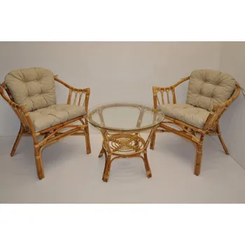 Sedací souprava Ratanová sedací souprava Subaliu - polstry tmavě béžový melír