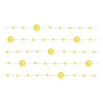 Svatební dekorace Dekorativní perličky na provázku - Žluté