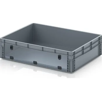 paleta Skladové otevřené přepravky V euroformátu s průhlednou deskou z akrylového skla 80 x 60 x 22 cm - Stříbrošedá - materiál: PP - EG SKL 86/22 HG