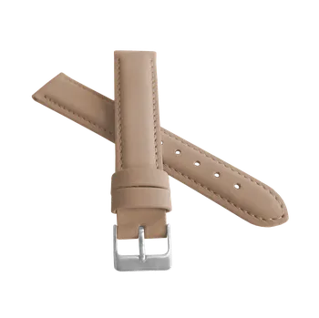 Řemínek na hodinky Světle hnědý prošitý kožený řemínek MINET z jemného nubuku - 14mm na hodinky MSNUC14 (řemínek, pásek na hodinky)