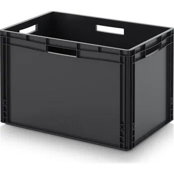 paleta ESD euro přepravky 60 x 40 x 42 cm - Dopravní černá - materiál: ESD PP - ESD EG 64/42 HO