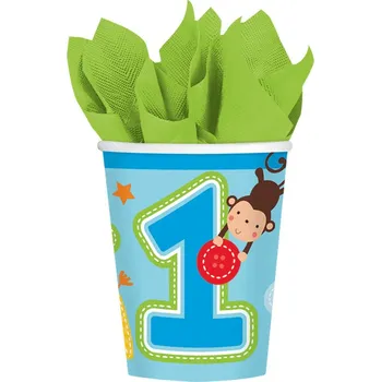 Party dekorace Set modrých kelímků - 1 rok