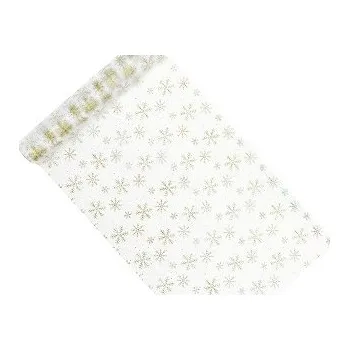 Svatební dekorace Organza bílá - Zlaté sněhové vločky