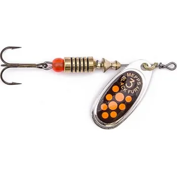 Umělá nástraha Rotační třpytka Mepps Black Fury Vel.4 8g Stříbrná-Oranžová
