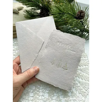 Pod Rukama Přání z bavlněného papíru - vánoční zlatá ražba