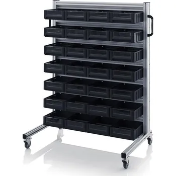 paleta ESD systémové přepravní podvozky pro regálové přepravky 112 x 65 x 135 cm - Dopravní černá - materiál: Aluminium / Stahl / Kunststoff / MPX - ESD SR.L.3209