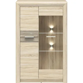 Knihovna Vitrína CASTEL 06/S, Sonoma světlá/Sonoma Trufla