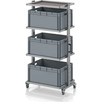 paleta Systémový přepravní vozík pro euro přepravku 80 x 60, výška 200 cm, bez výsuvu 103,4 x 65 x 201,1 cm - materiál: Aluminium / Stahl / Kunststoff / MPX - EG SW 200-1 8642