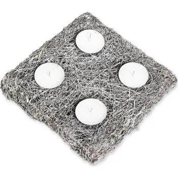 Vánoční dekorace Adventní svícen proutí 25cm šedá (787108)