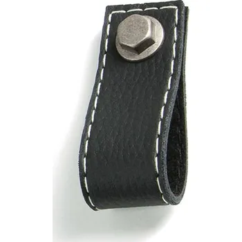 Koženková úchytka na nábytek LAURA, černá, délka 74 mm SM8298-74 I LS7 AN12