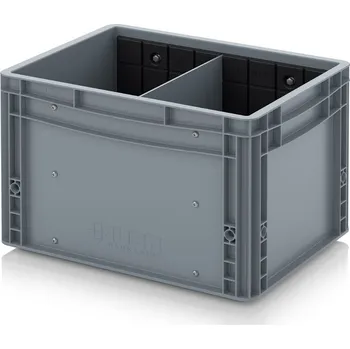 paleta Euro přepravka S příčnou dělicí stěnou 40 x 30 x 27 cm - Stříbrošedá - materiál: PP - EG GEF QT 4327 HG